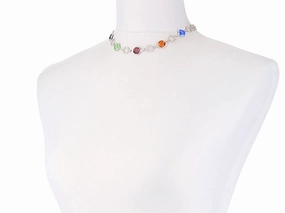 1928 Jewelry Genuine Multi Color Austrian Crystal Channel Necklace 16"   3" Extender