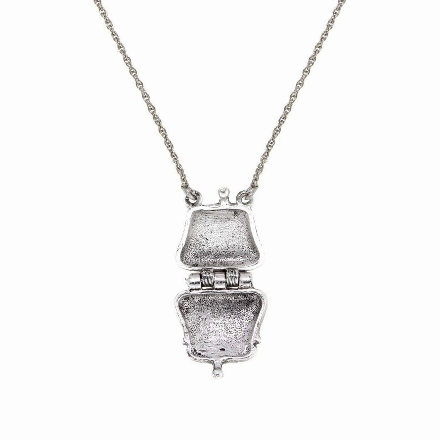 1928 Jewelry Purse Crystal Accent Locket Necklace 18"