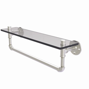 22" Glass Shelf with Towel Bar, Satin Nickel Finish