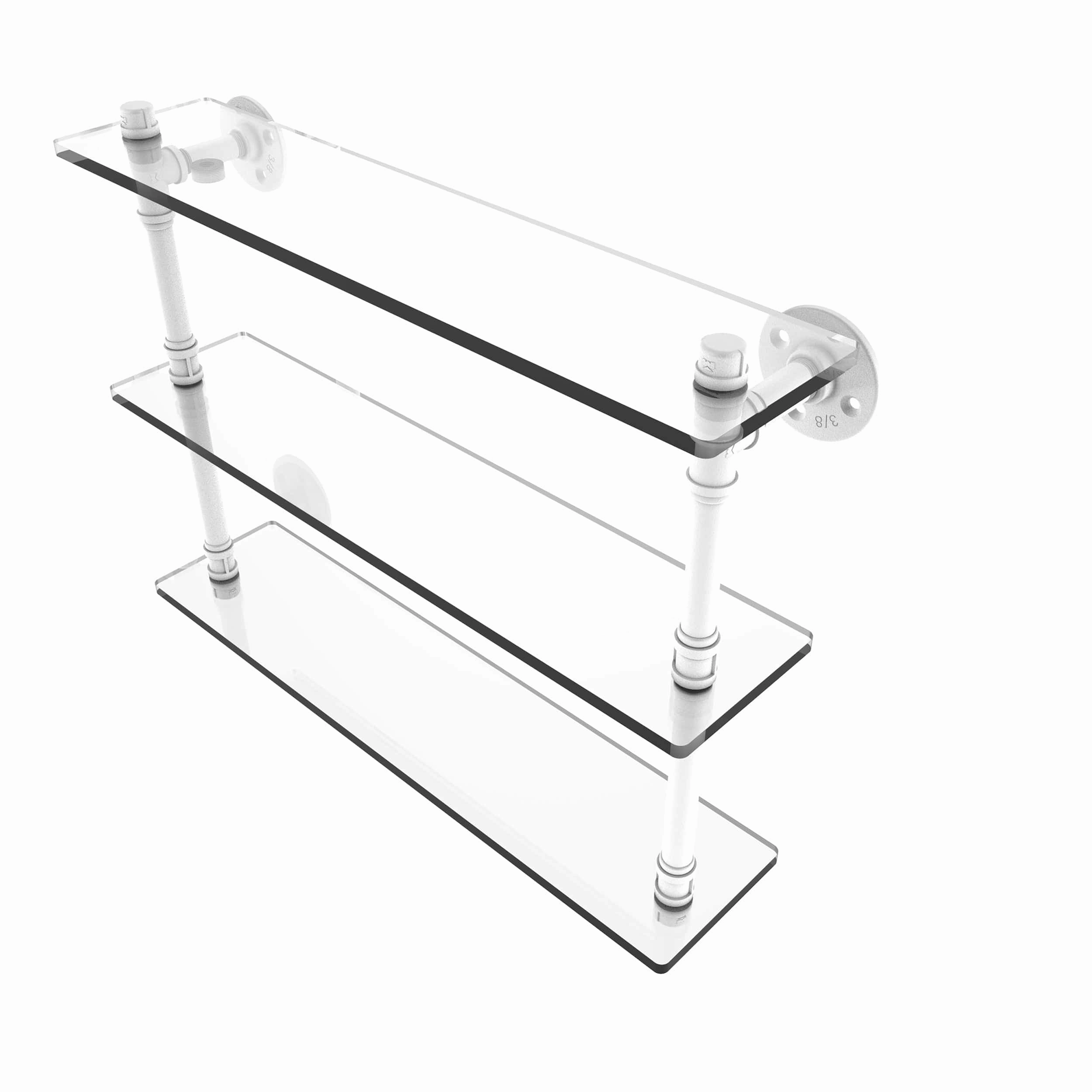 22" Triple Glass Shelf, Matt White Finish