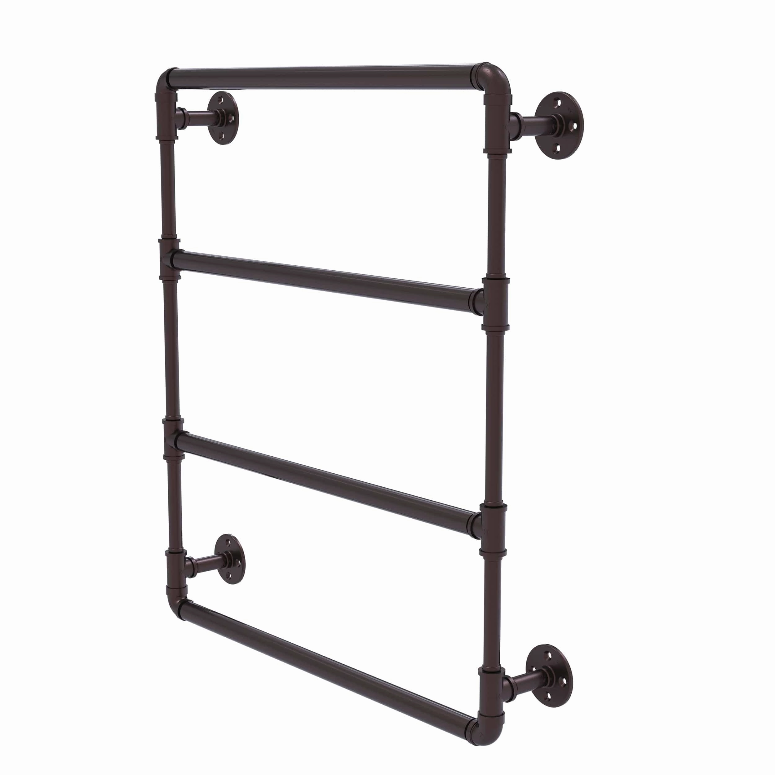 24" Wall Mounted Ladder Towel Bar, Antique Bronze Finish