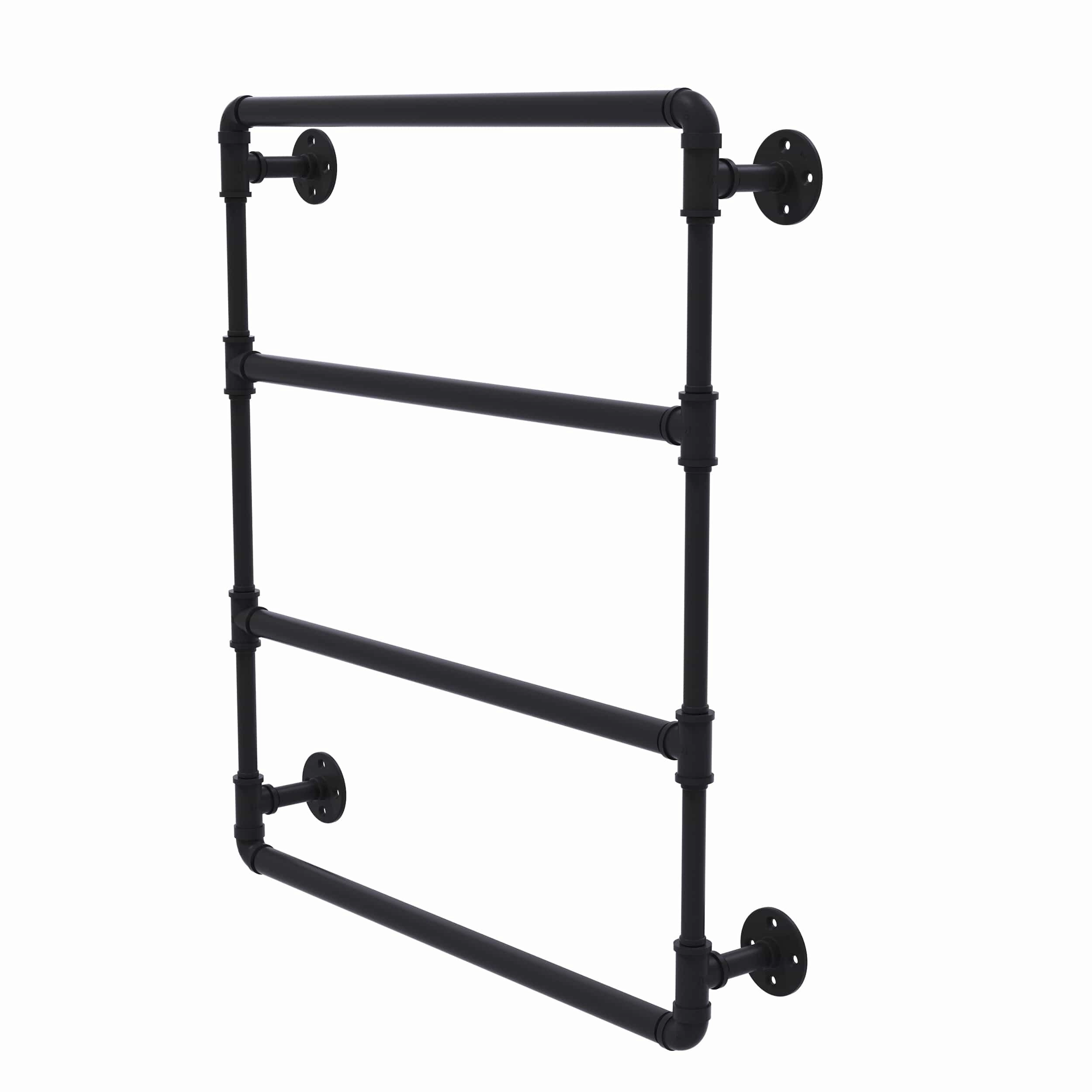 24" Wall Mounted Ladder Towel Bar, Matt Black Finish