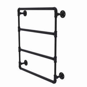 24" Wall Mounted Ladder Towel Bar, Matt Black Finish