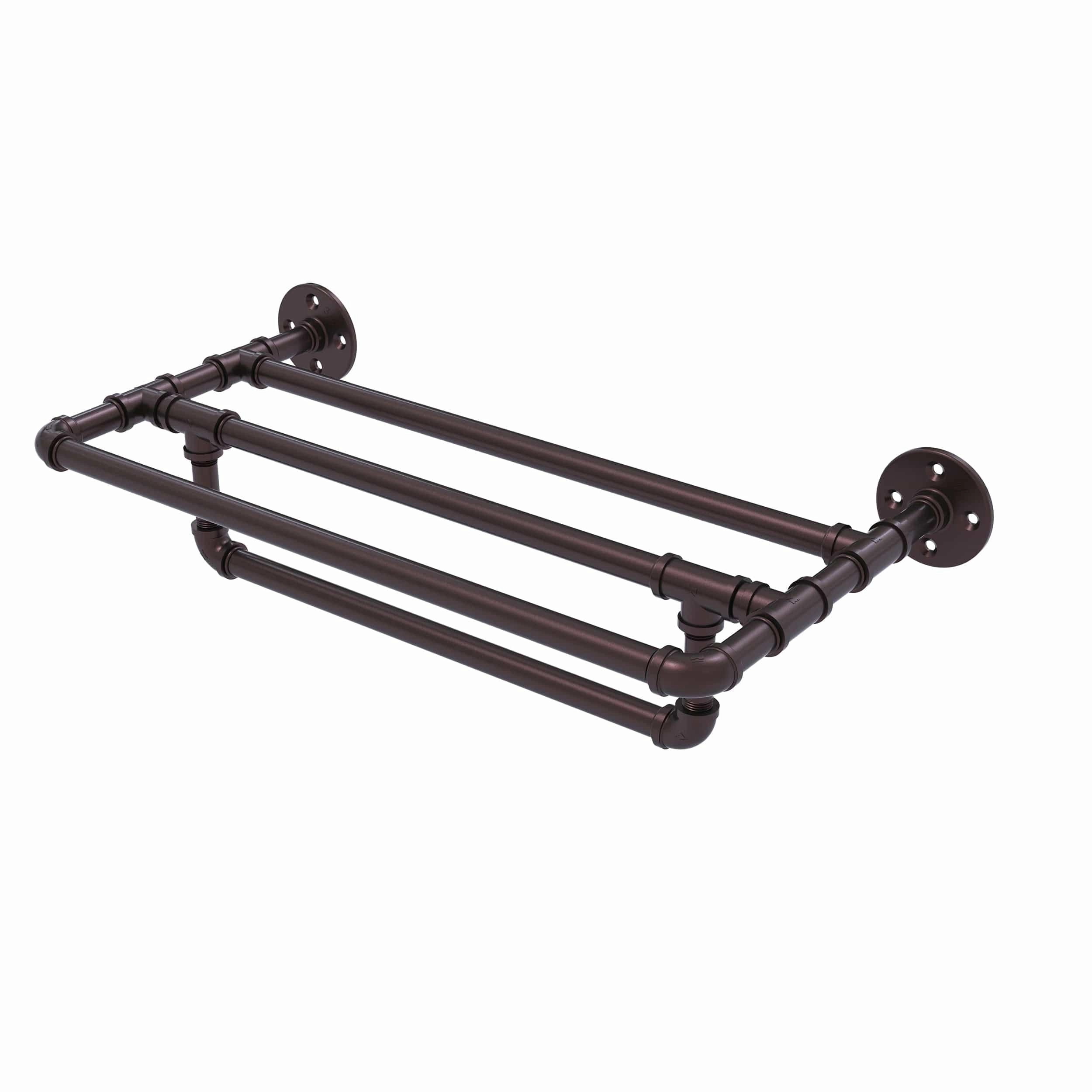 24" Wall Mounted Towel Shelf with Towel Bar, Antique Bronze Finish