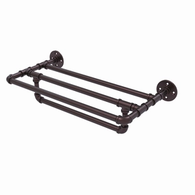 24" Wall Mounted Towel Shelf with Towel Bar, Antique Bronze Finish