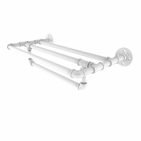 24" Wall Mounted Towel Shelf with Towel Bar, Matt White Finish