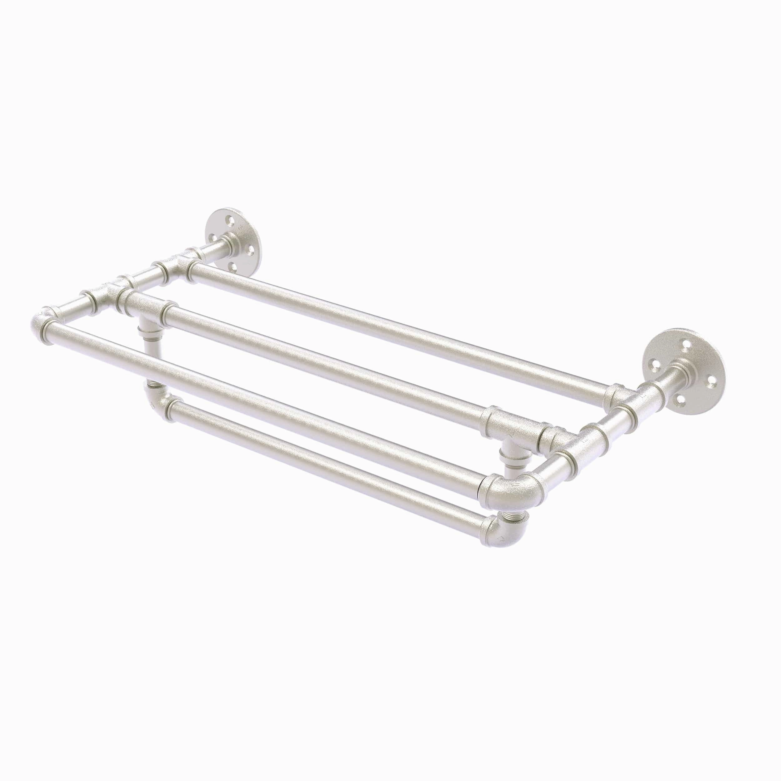 24" Wall Mounted Towel Shelf with Towel Bar, Satin Nickel Finish