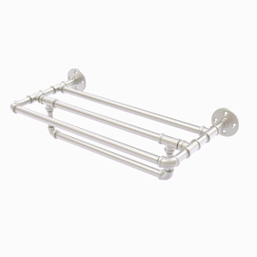 24" Wall Mounted Towel Shelf with Towel Bar, Satin Nickel Finish