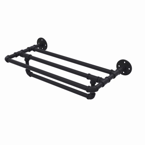 30" Wall Mounted Towel Shelf with Towel Bar, Matt Black Finish