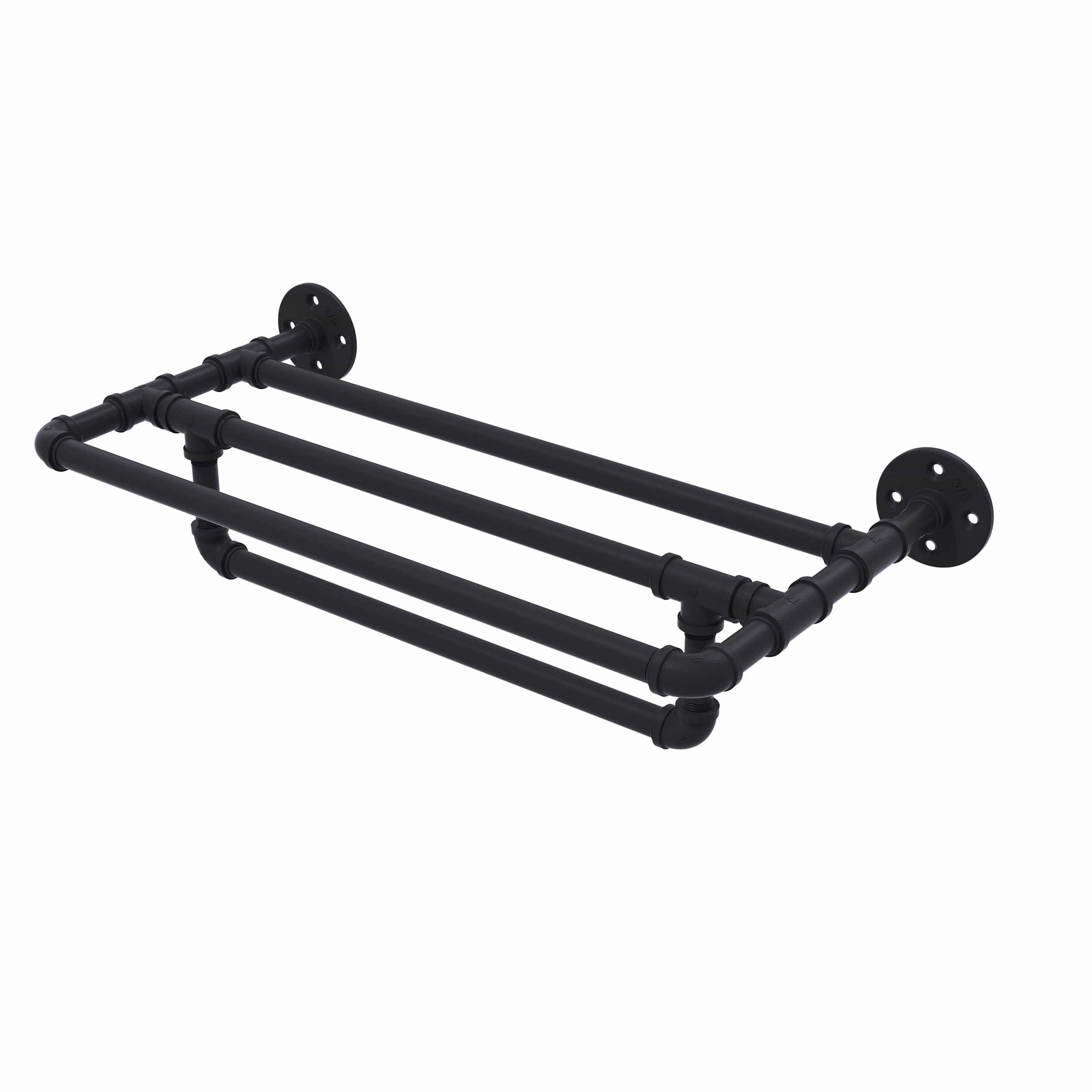 30" Wall Mounted Towel Shelf with Towel Bar, Matt Black Finish