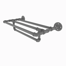30" Wall Mounted Towel Shelf with Towel Bar, Matt Gray Finish