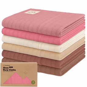 6-Pack Shea (Stria) Burp Cloths (Rosewood)
