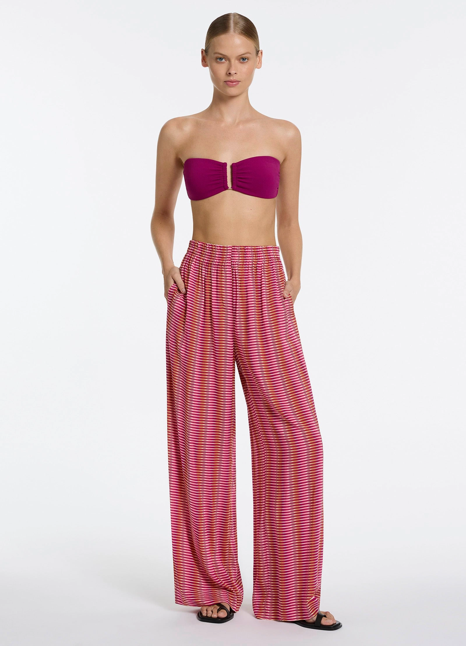 Alessia Geo Wide Leg Pant - Peony