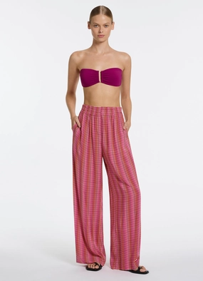 Alessia Geo Wide Leg Pant - Peony