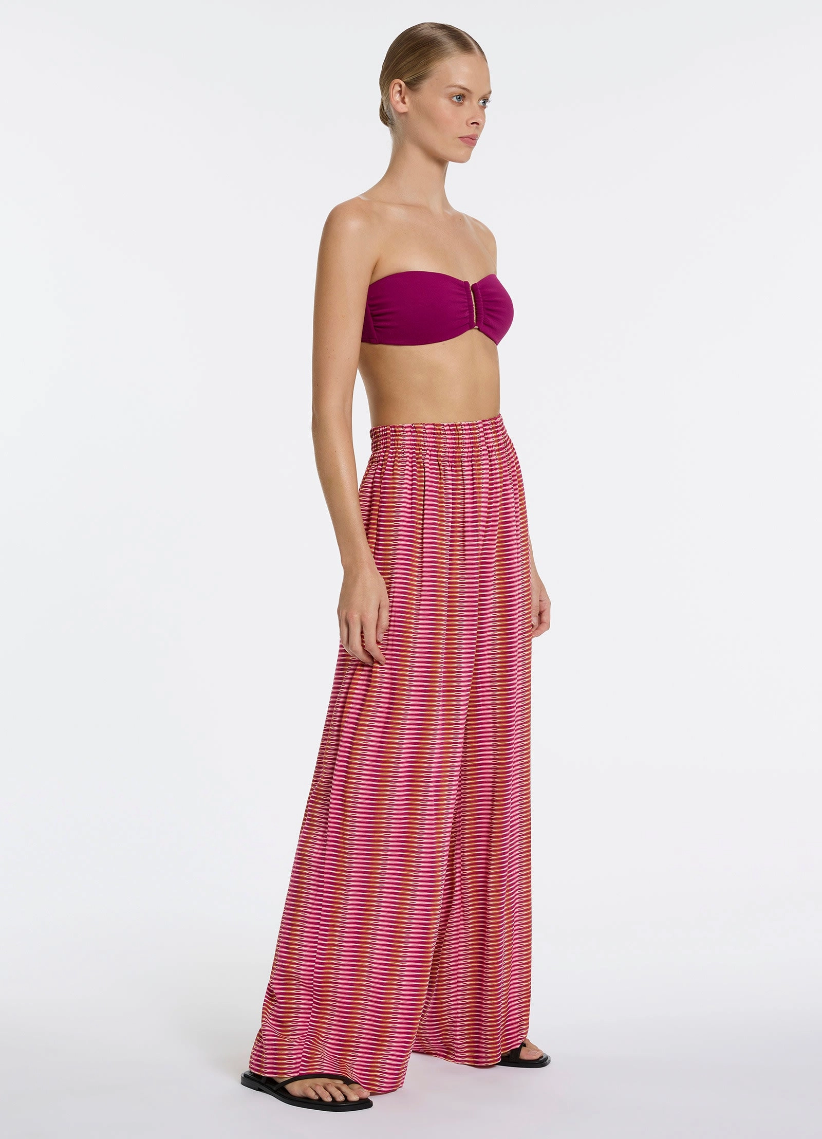 Alessia Geo Wide Leg Pant - Peony
