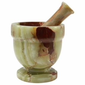 Asclepius Collection Whirl Green Large Onyx Mortar and Pestle Set