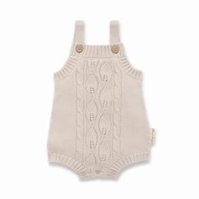 Aster & Oak Oatmeal Cable Knit Romper