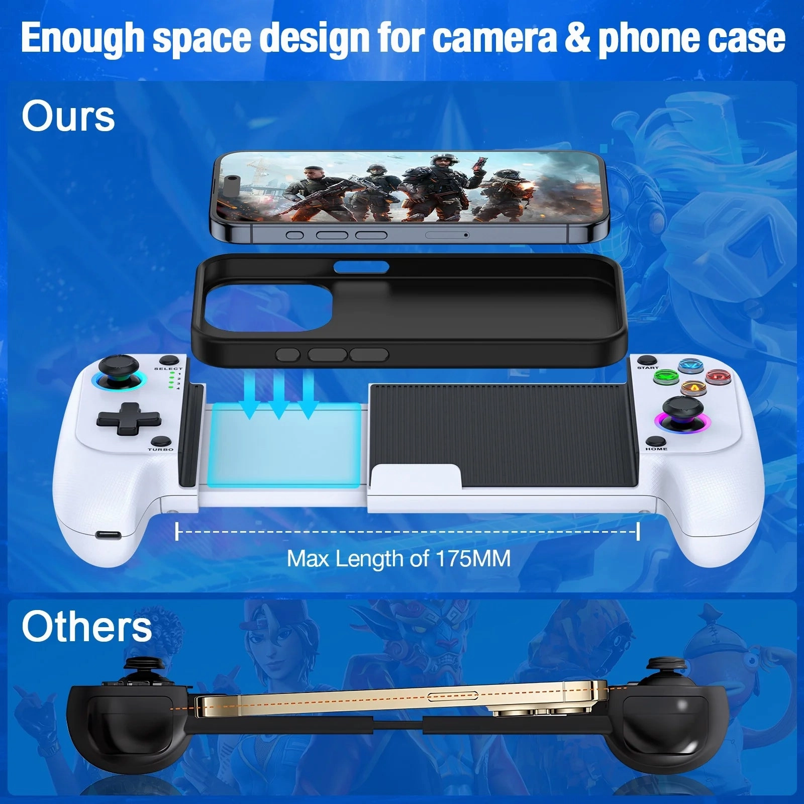 Beboncool Mobile Gaming Controller for Android /IPhone, Wireless Gamepad Designed for Xbox Game Pass Ultimate, Steam Link, Arcade, GeForce Now, White