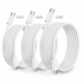 Bkayp BkaypCable -A03 USB C Cable 3 Pack 10ft Type C Charger Cords Fast Charging Compatible with iPhone 16/15 Samsung Galaxy White