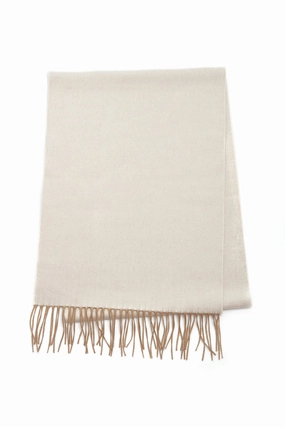 Blaine Fringe Scarf in Ivory Melange Silk Cashmere