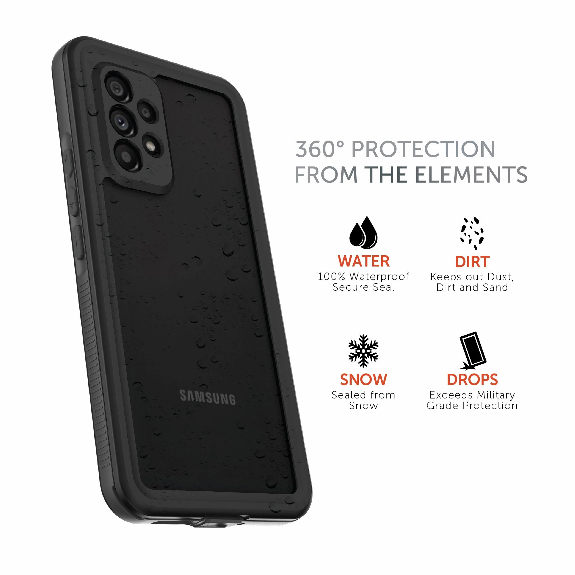 Body Glove 107100 Tidal Waterproof Phone Case for Samsung Galaxy A53 5G, Black/Gray