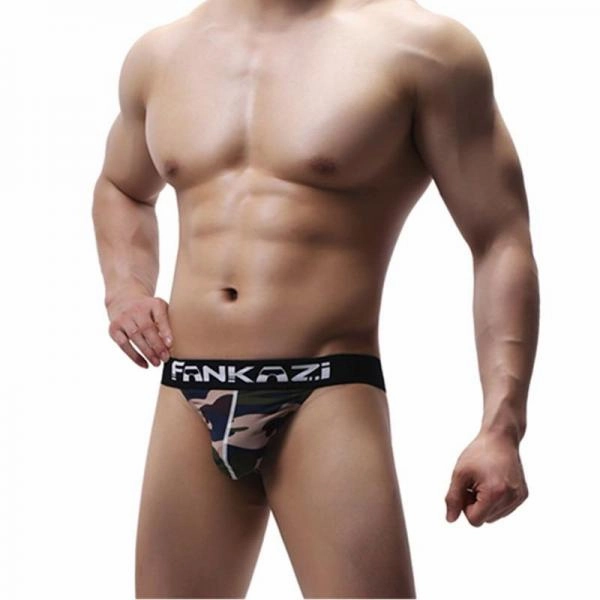Camouflage Underwear Mesh Briefs Backless Pouch Jockstrap Low Waist