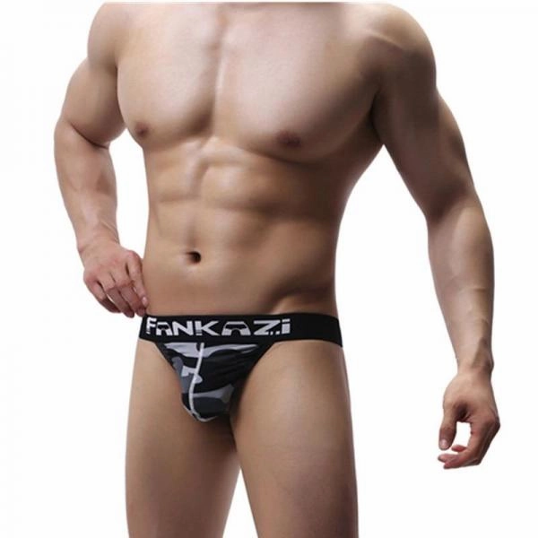 Camouflage Underwear Mesh Briefs Backless Pouch Jockstrap Low Waist