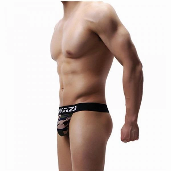 Camouflage Underwear Mesh Briefs Backless Pouch Jockstrap Low Waist
