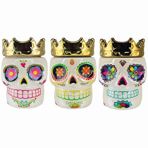 Ceramic Skull Ash Tray and Stash Jar - 6 Pieces Per Retail Ready Display 24993