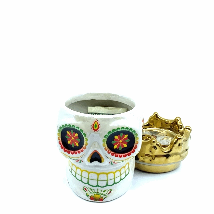 Ceramic Skull Ash Tray and Stash Jar - 6 Pieces Per Retail Ready Display 24993