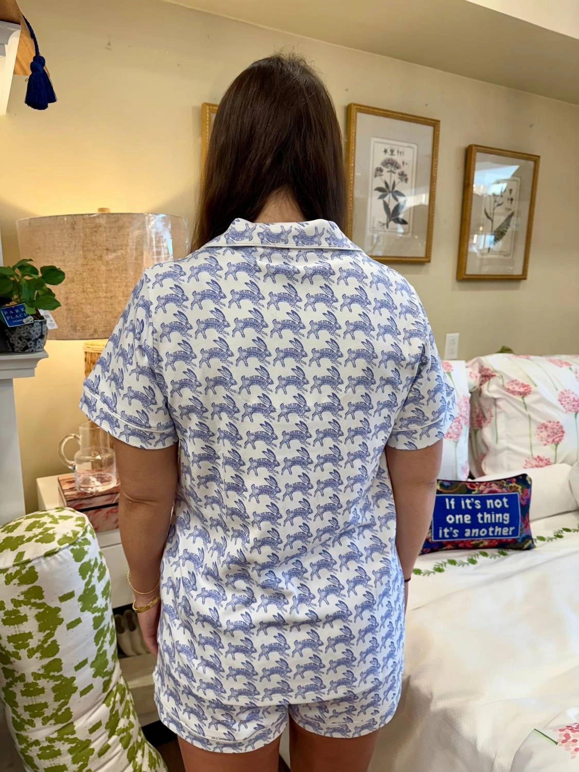 Cora Short Pajama Set In Blue Lapin