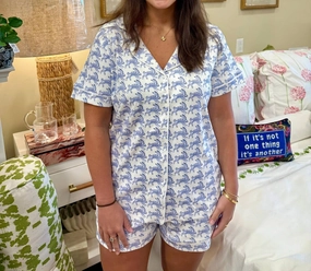 Cora Short Pajama Set In Blue Lapin