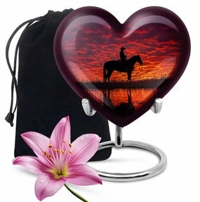 Cowboy Urn & Burial Urn for Human Ashes - Heart Design Urn