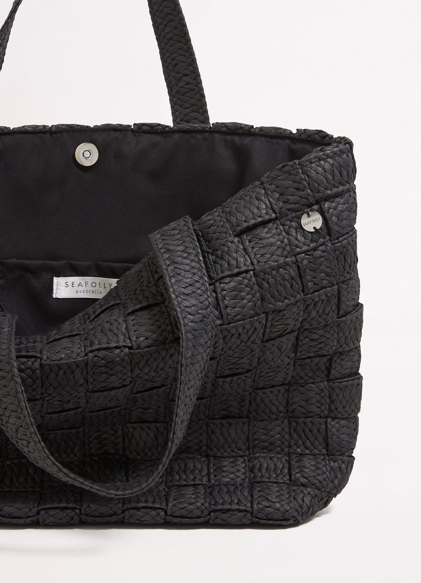 Criss Cross Woven Tote - Black