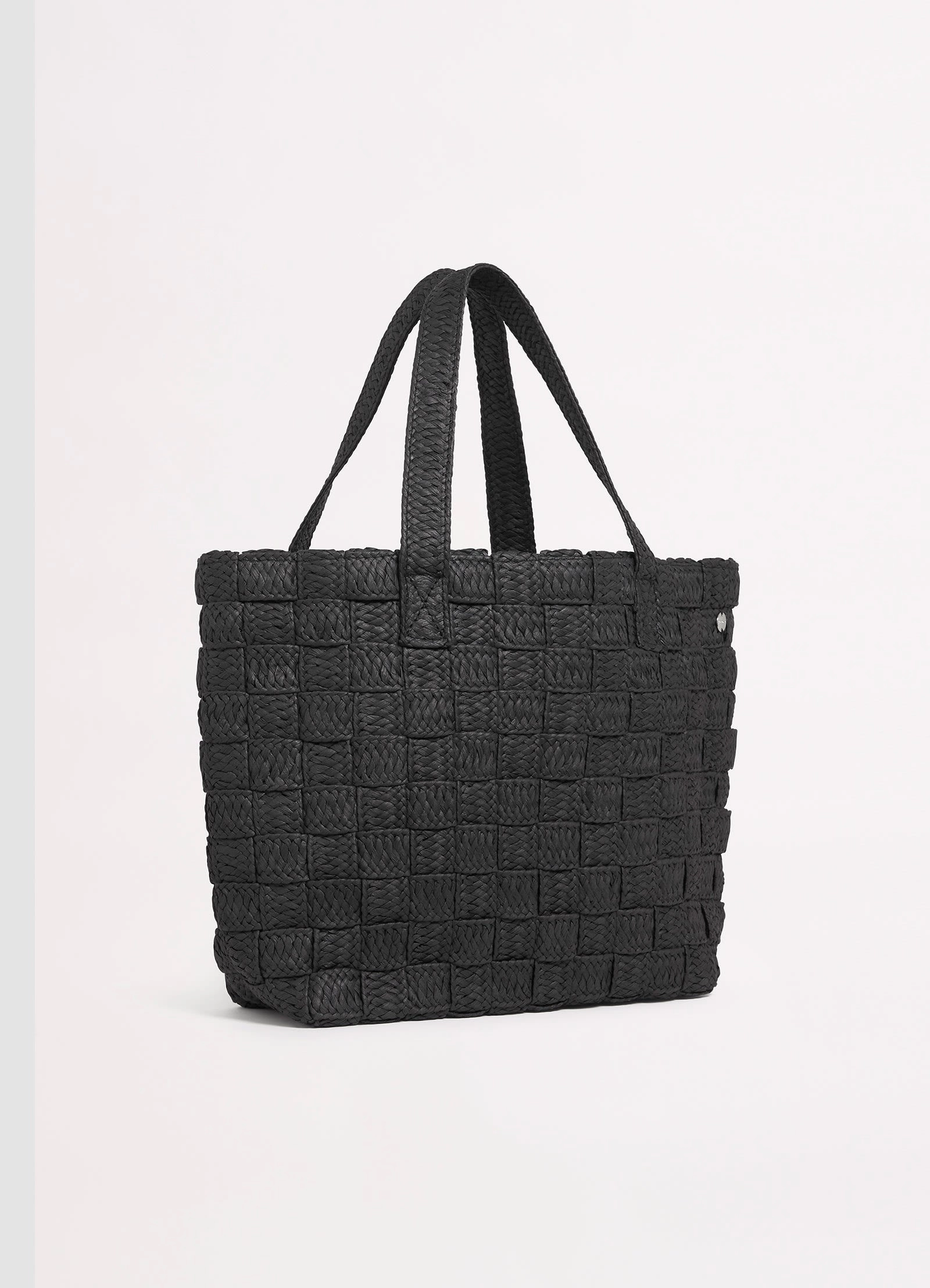 Criss Cross Woven Tote - Black