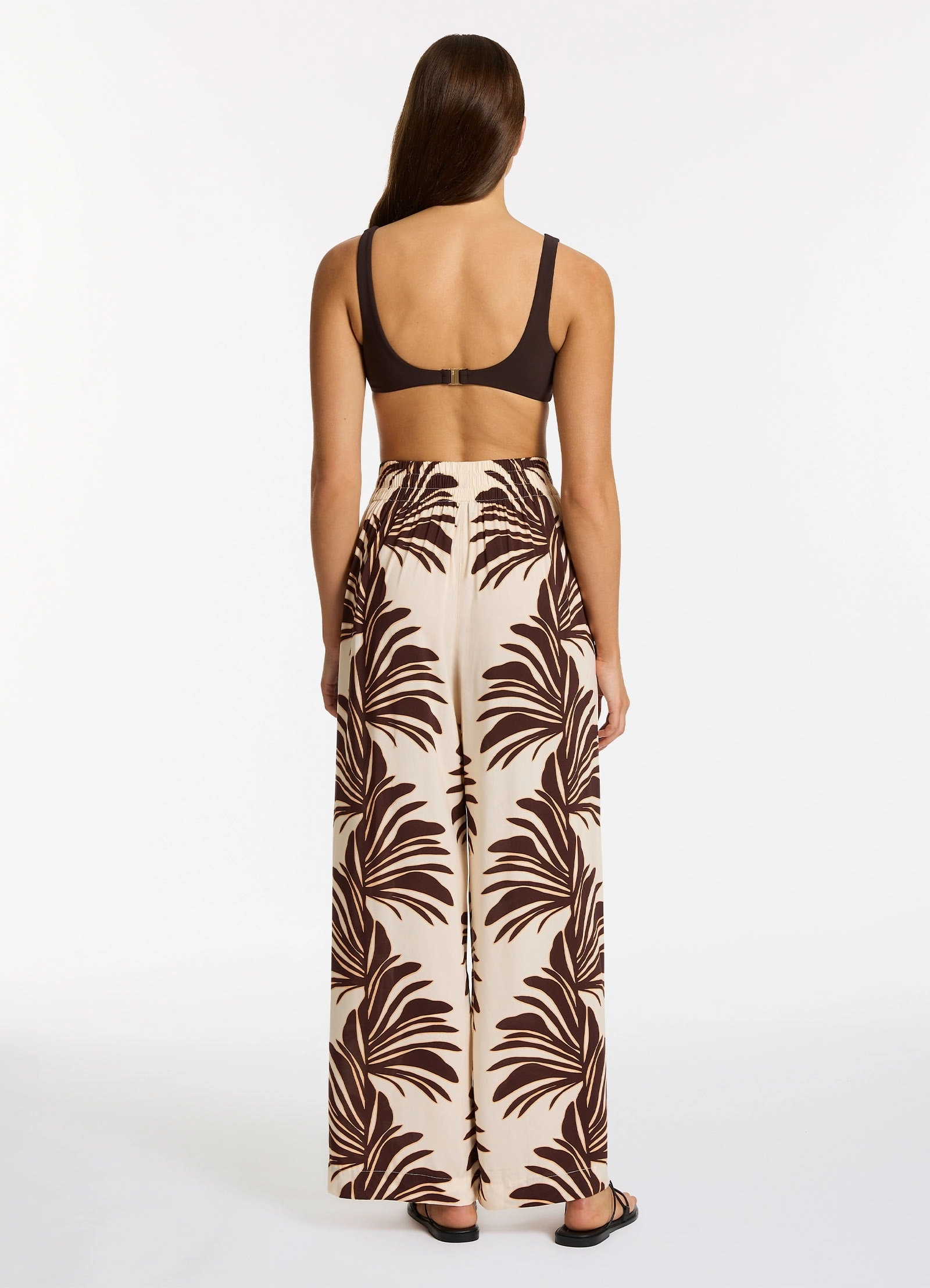 Dahlia Palm Wide Leg Pant - Cream