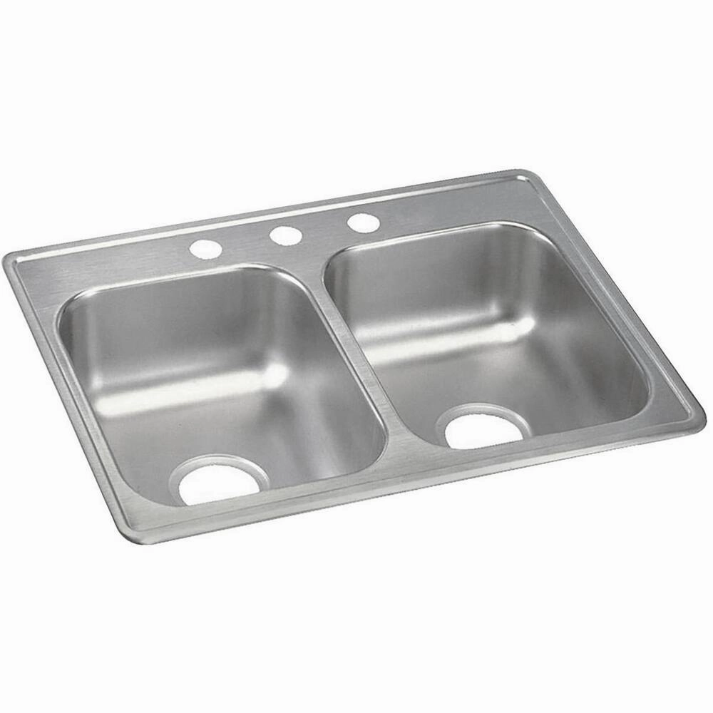 Dayton Drop-In Stainless Steel 25 in. 3-Hole Double Bowl Kitchen Sink