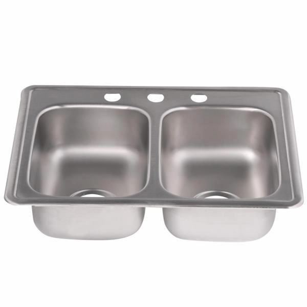 Dayton Drop-In Stainless Steel 25 in. 3-Hole Double Bowl Kitchen Sink