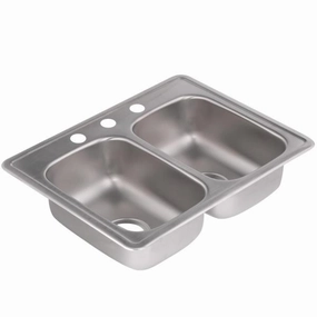 Dayton Drop-In Stainless Steel 25 in. 3-Hole Double Bowl Kitchen Sink