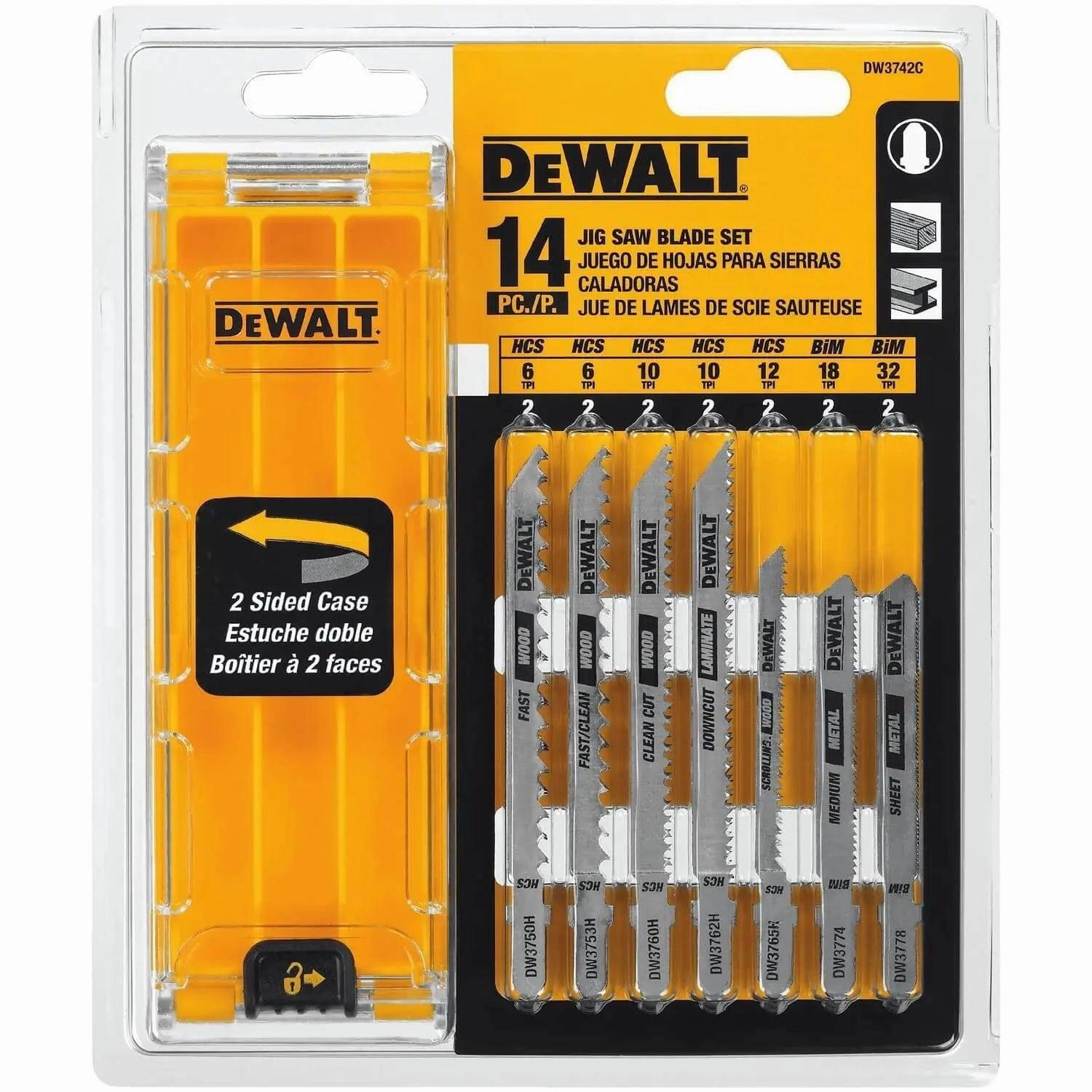 DEWALT DW3742C-Jigsaw Blades Set With Case, T-Shank, 14-Piece