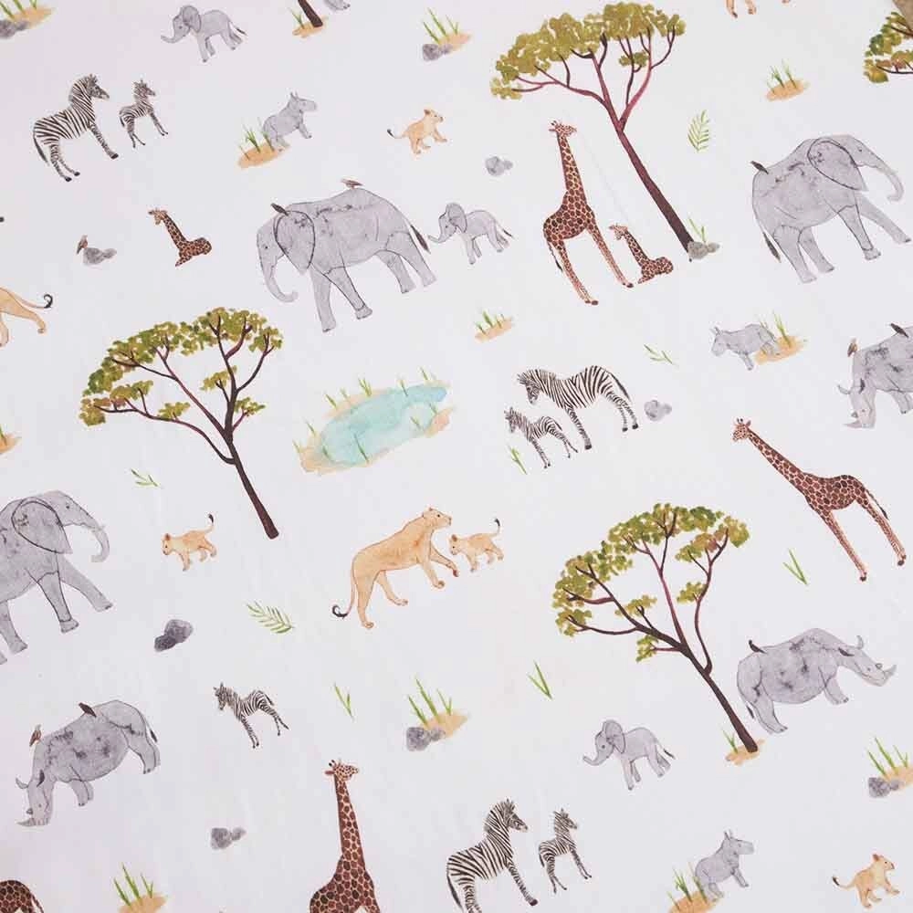 Fitted Cot Sheet - Safari