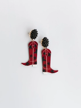 Gameday Cowgirl Earrings | Garnet   Black