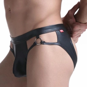 Gay Men Underwear Jockstrap Mens Thongs And G Strings PU Leather