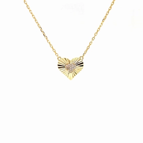 Heart Necklace With CZ Center Heart Pendant