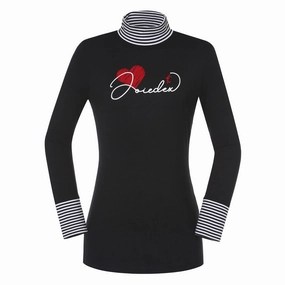 JDX America Heart Turtleneck Golf Mock Black - FW21 Women