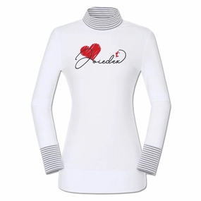 JDX America Heart Turtleneck Golf Mock Off White - FW21 Women