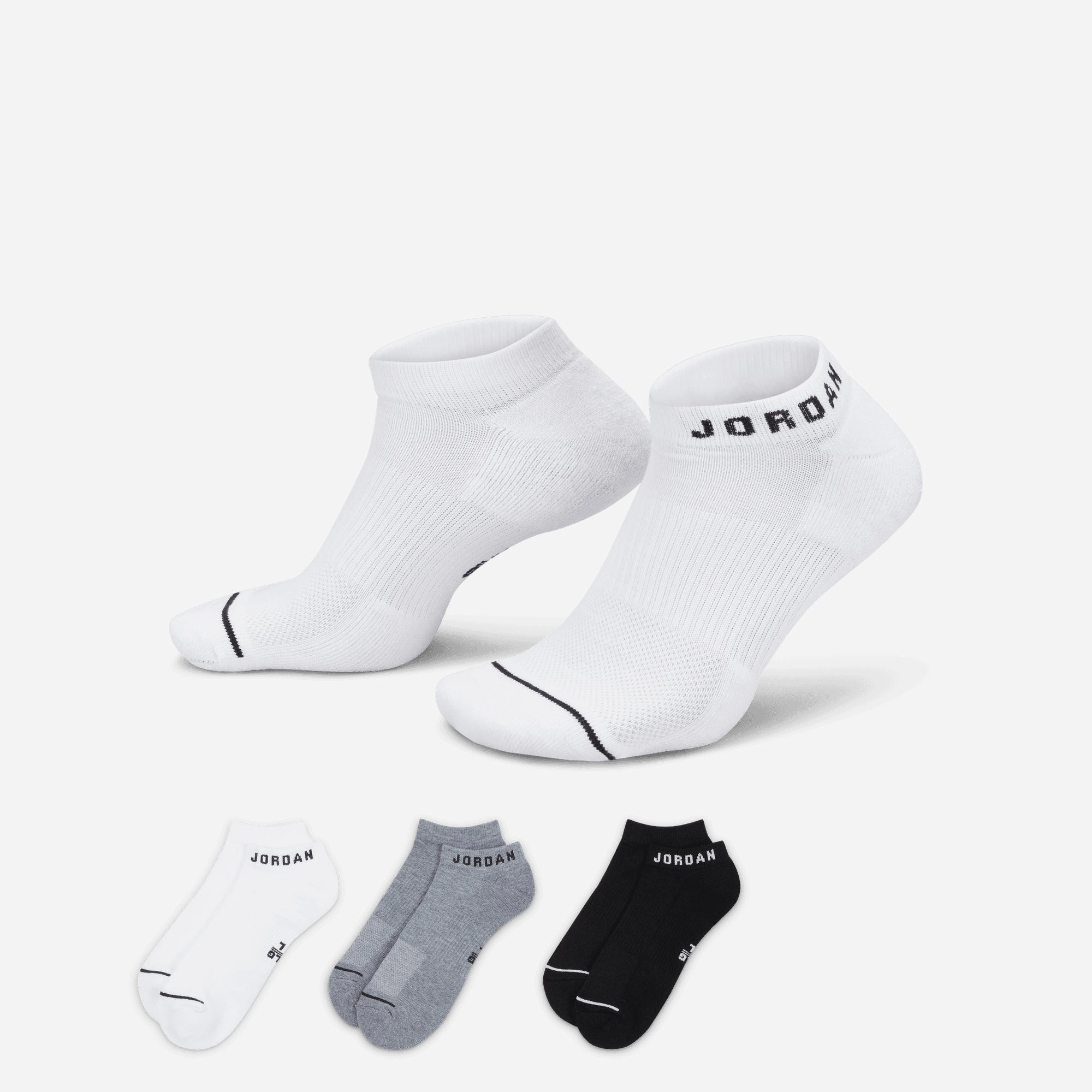 Jordan | EVERYDAY NO-SHOW SOCKS (3 PAIRS) { WHITE/GREY/BLACK
