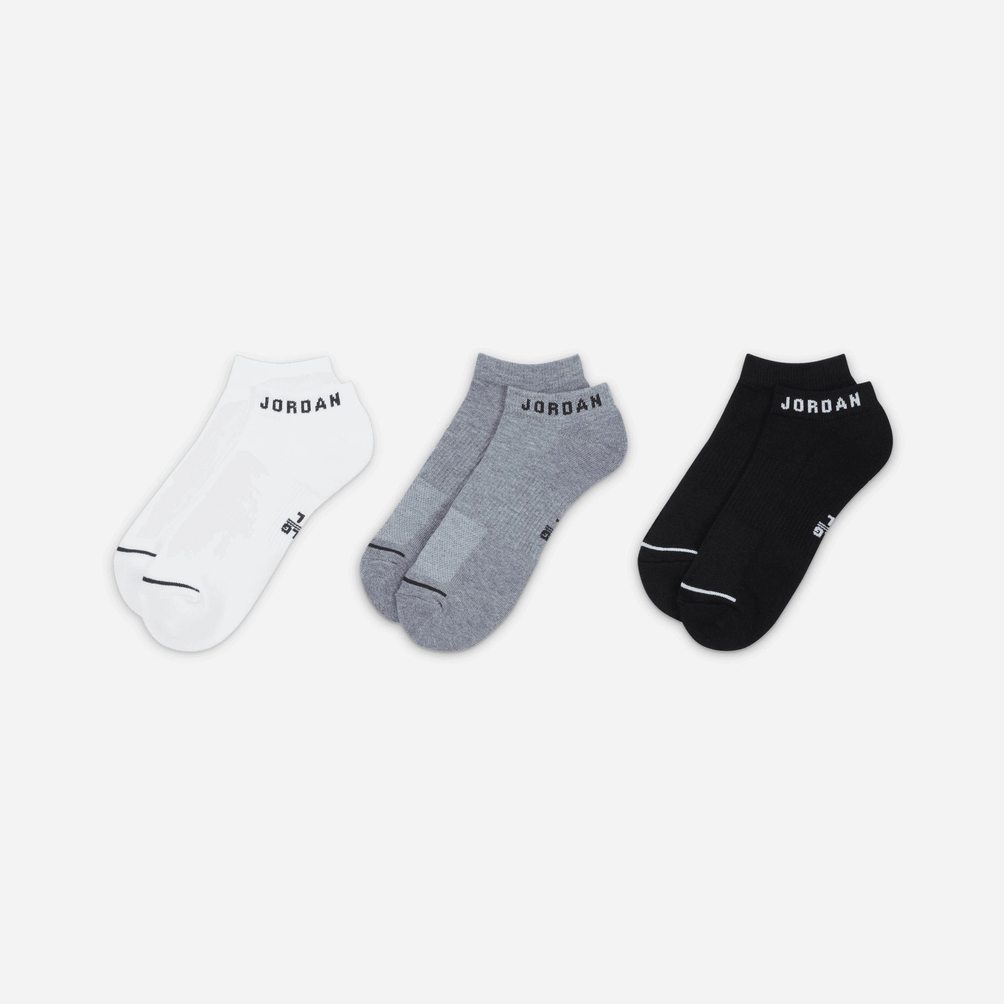 Jordan | EVERYDAY NO-SHOW SOCKS (3 PAIRS) { WHITE/GREY/BLACK
