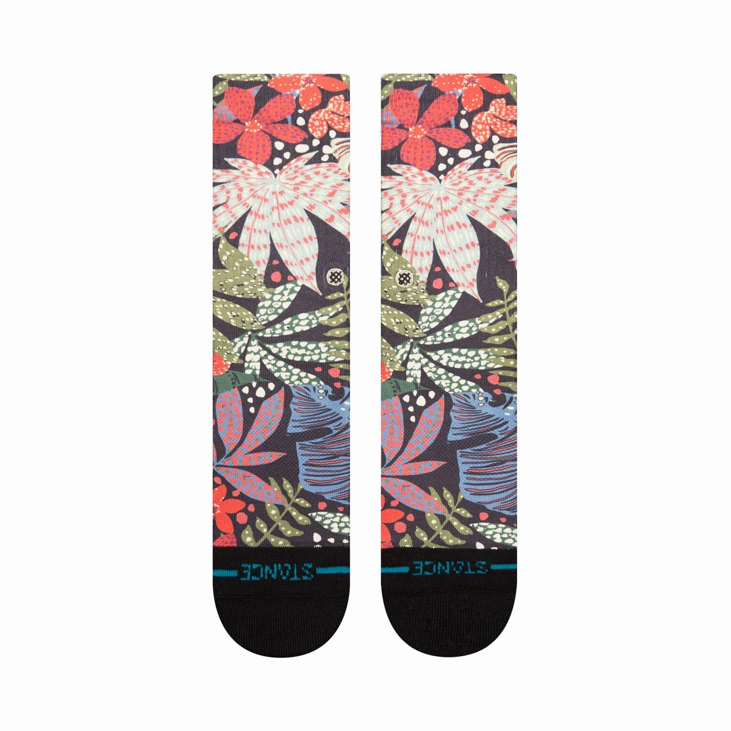 Kids' Crew Socks - Seacret Garden - Black