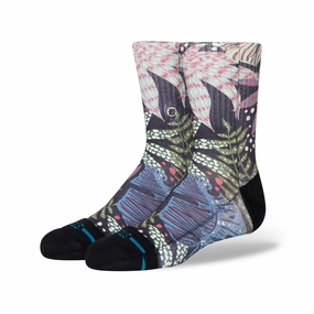 Kids' Crew Socks - Seacret Garden - Black